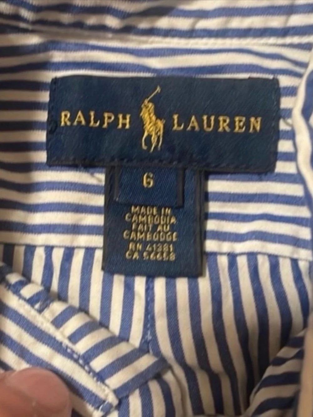 Ralph Lauren Boys Blue and White Striped Button-Down Shirt
